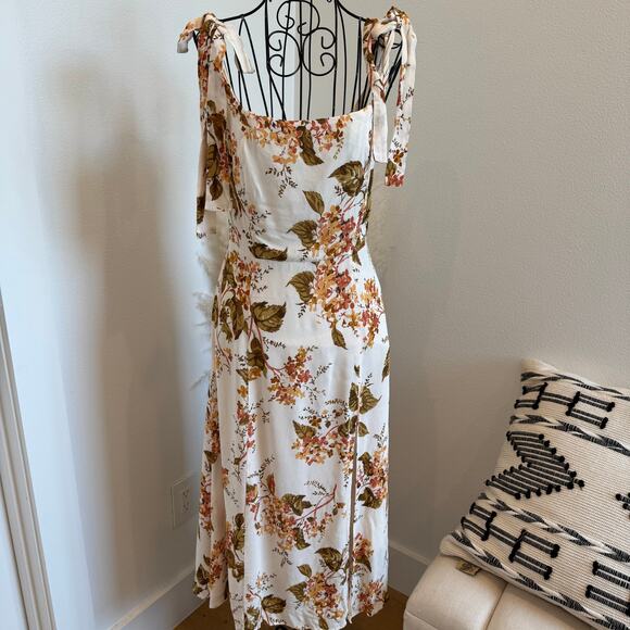 Reformation Twilight Tie Cream Floral Midi Dress in Bella Size 6